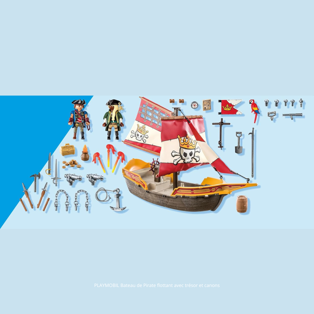 PLAYMOBIL Bateau de Pirate flottant avec trésor et canons