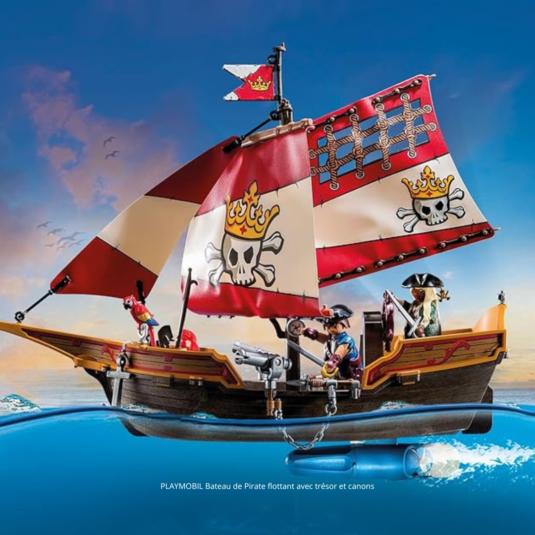 PLAYMOBIL Bateau de Pirate flottant avec trésor et canons