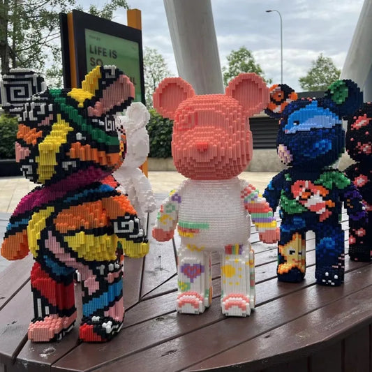 Blocs de construction type Bearbrick – Figurine Teddy Géante en Briques Design
