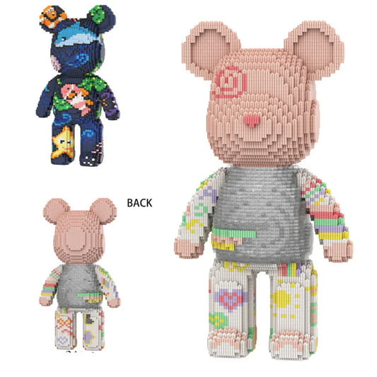 Blocs de construction type Bearbrick – Figurine Teddy Géante en Briques Design