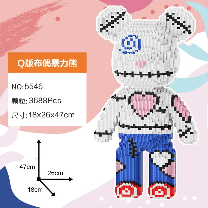 Blocs de construction type Bearbrick – Figurine Teddy Géante en Briques Design