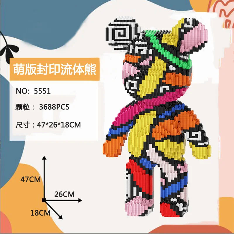 Blocs de construction type Bearbrick – Figurine Teddy Géante en Briques Design
