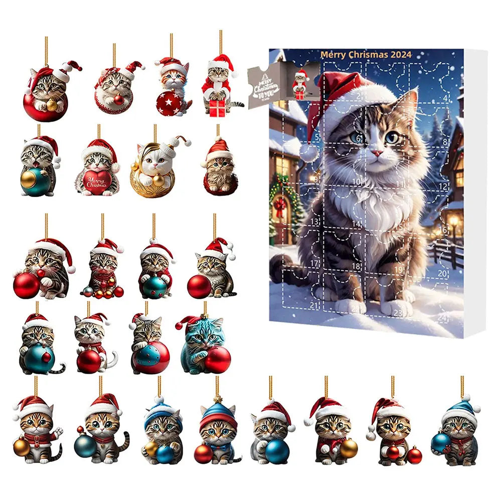 Calendrier de l’Avent 2024 Teckels avec 24 Figurines Chiens en Acrylique