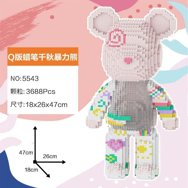Blocs de construction type Bearbrick – Figurine Teddy Géante en Briques Design