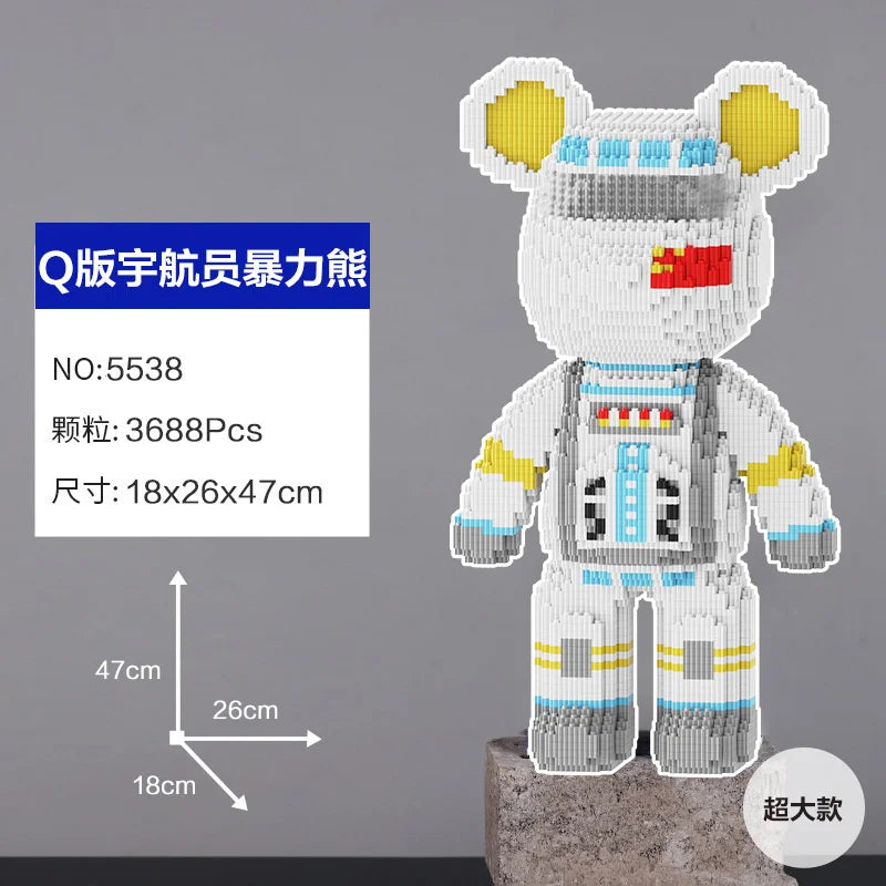 Blocs de construction type Bearbrick – Figurine Teddy Géante en Briques Design