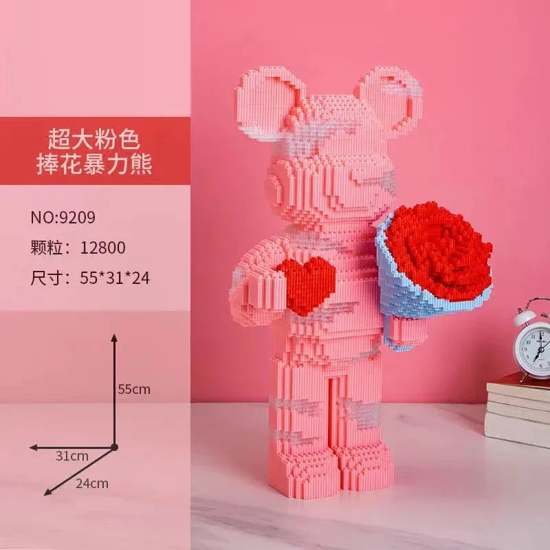 Blocs de construction type Bearbrick – Figurine Teddy Géante en Briques Design