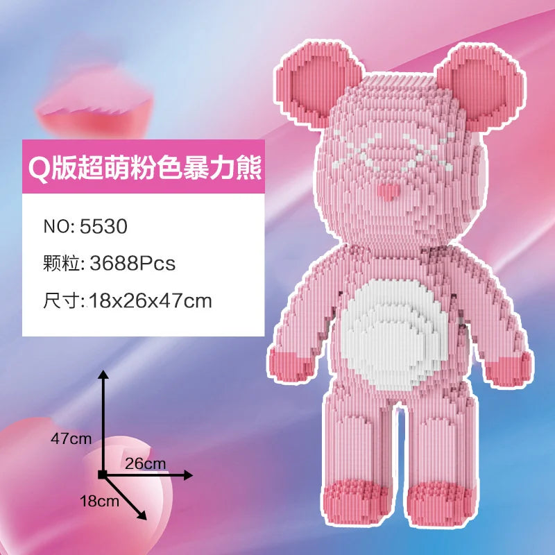 Blocs de construction type Bearbrick – Figurine Teddy Géante en Briques Design