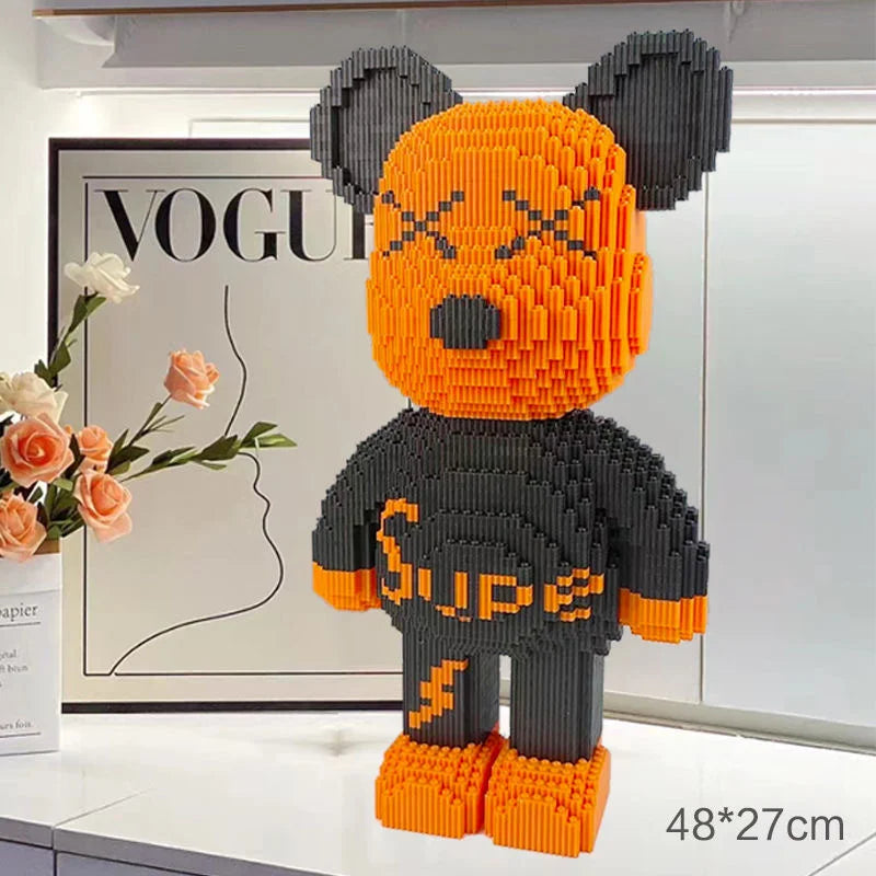 Blocs de construction type Bearbrick – Figurine Teddy Géante en Briques Design