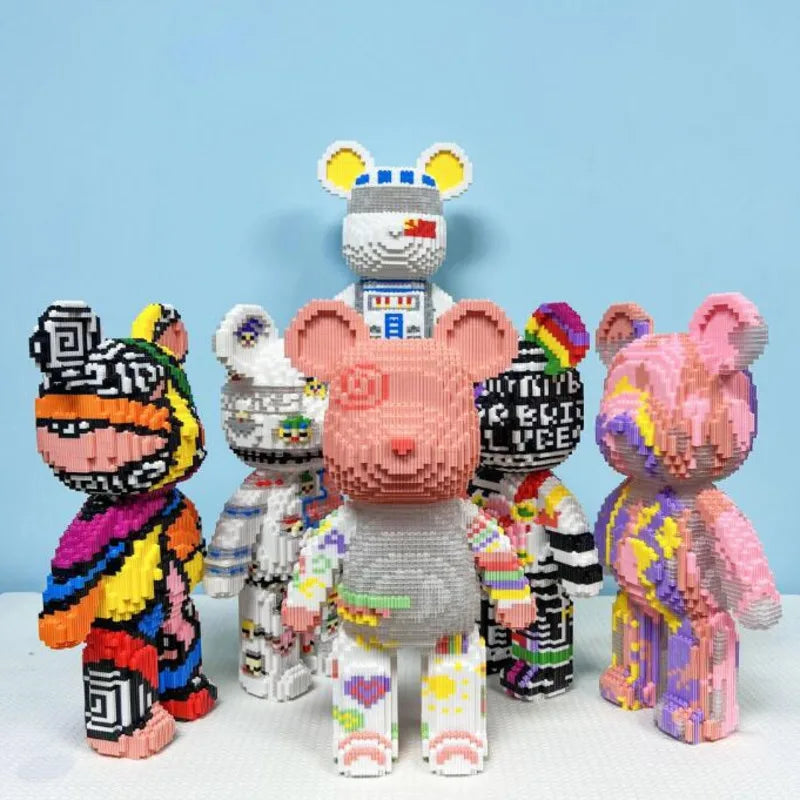 Blocs de construction type Bearbrick – Figurine Teddy Géante en Briques Design