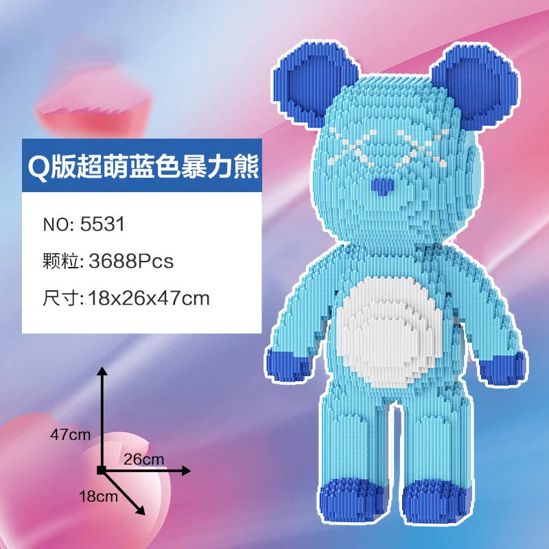 Blocs de construction type Bearbrick – Figurine Teddy Géante en Briques Design
