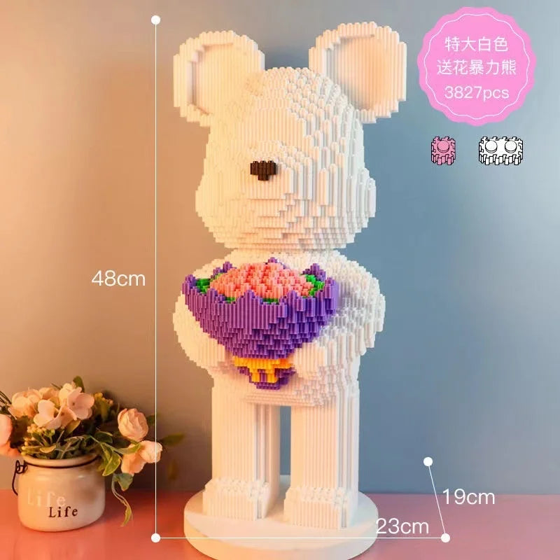 Blocs de construction type Bearbrick – Figurine Teddy Géante en Briques Design