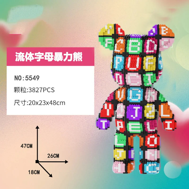 Blocs de construction type Bearbrick – Figurine Teddy Géante en Briques Design