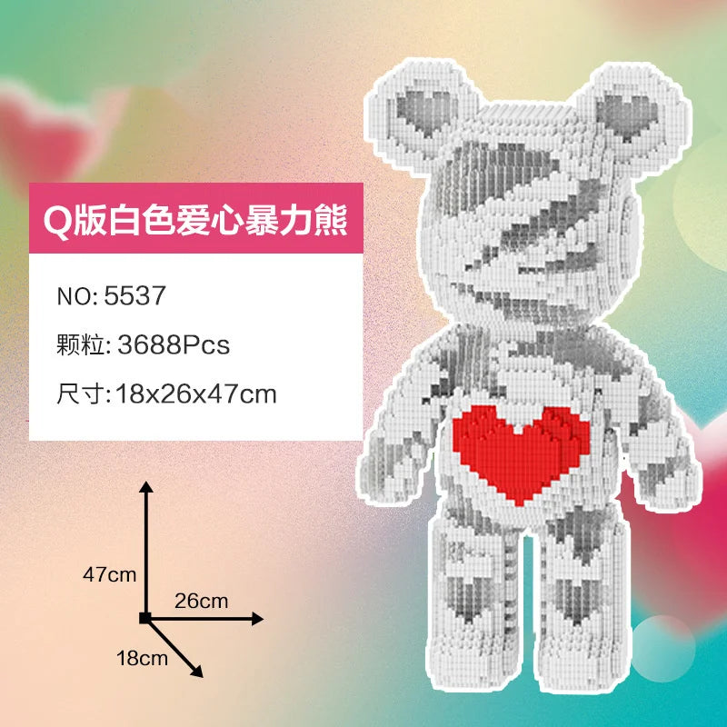 Blocs de construction type Bearbrick – Figurine Teddy Géante en Briques Design