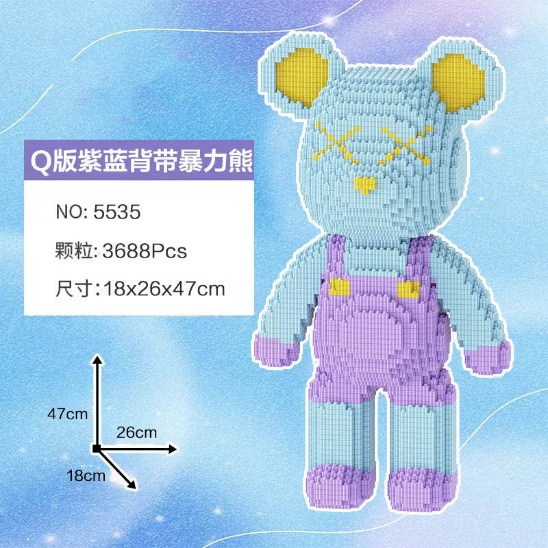 Blocs de construction type Bearbrick – Figurine Teddy Géante en Briques Design