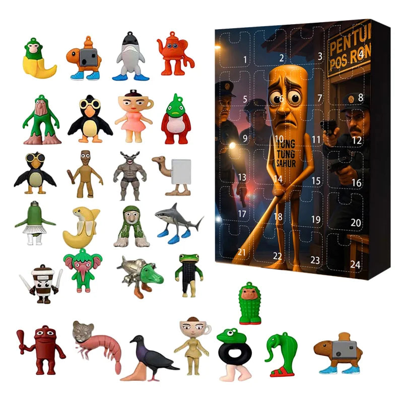 Italian Brainrot Calendrier de l’Avent 24 Figurines PVC Noël Tralala