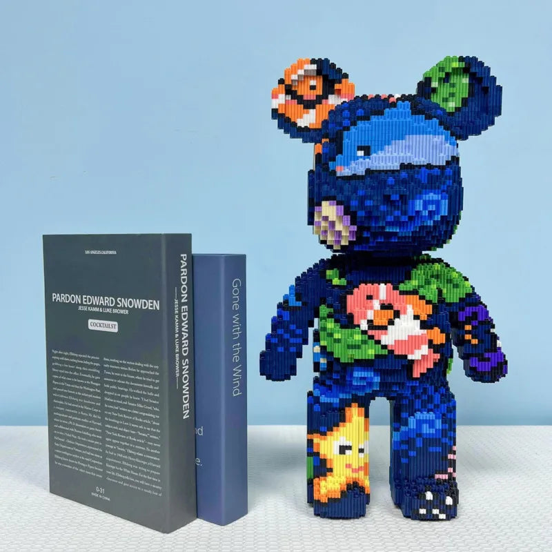 Blocs de construction type Bearbrick – Figurine Teddy Géante en Briques Design