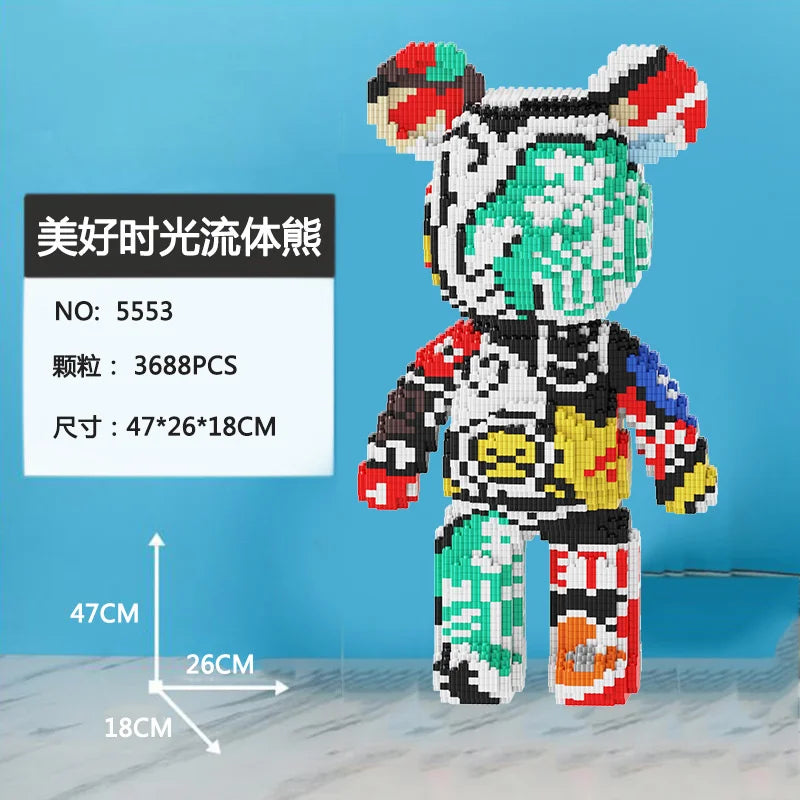 Blocs de construction type Bearbrick – Figurine Teddy Géante en Briques Design