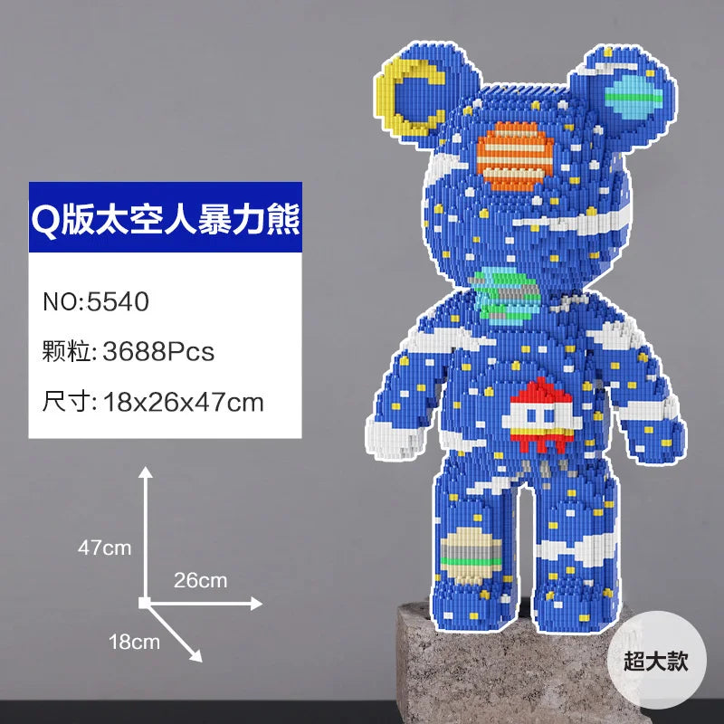 Blocs de construction type Bearbrick – Figurine Teddy Géante en Briques Design