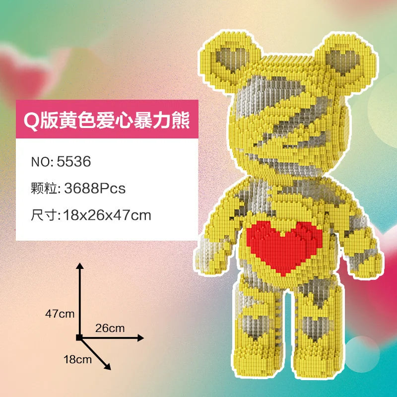 Blocs de construction type Bearbrick – Figurine Teddy Géante en Briques Design