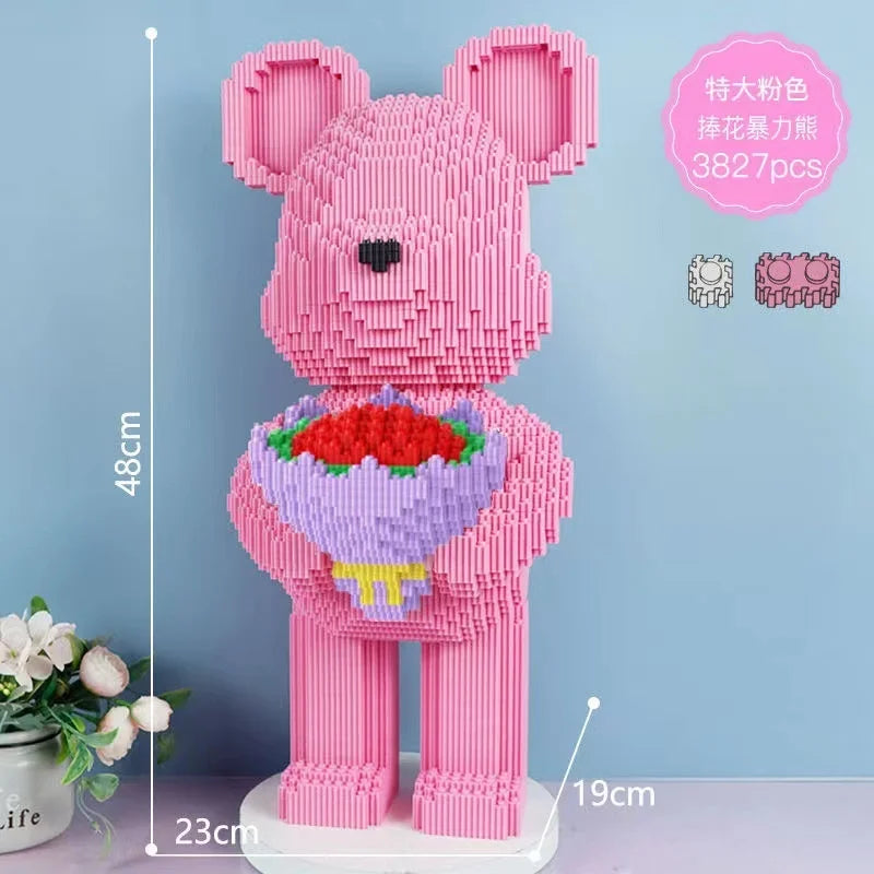 Blocs de construction type Bearbrick – Figurine Teddy Géante en Briques Design