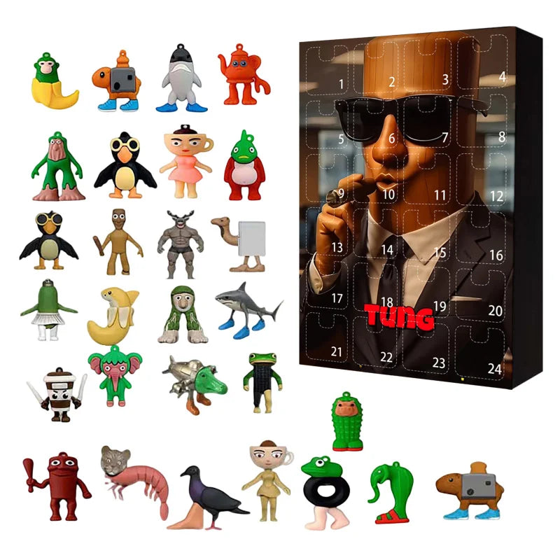 Italian Brainrot Calendrier de l’Avent 24 Figurines PVC Noël Tralala