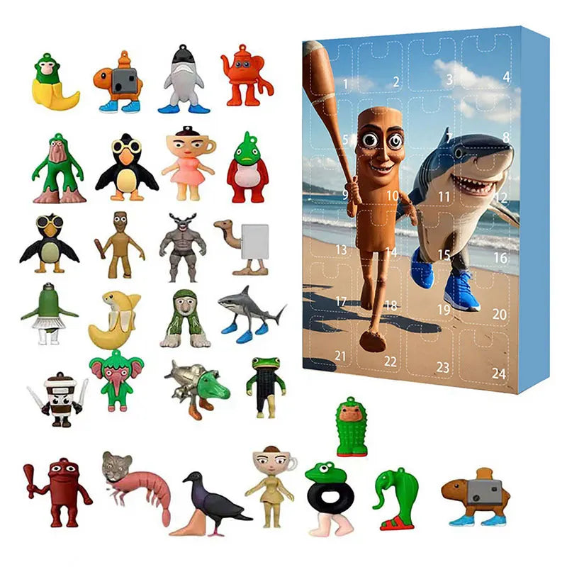 Italian Brainrot Calendrier de l’Avent 24 Figurines PVC Noël Tralala