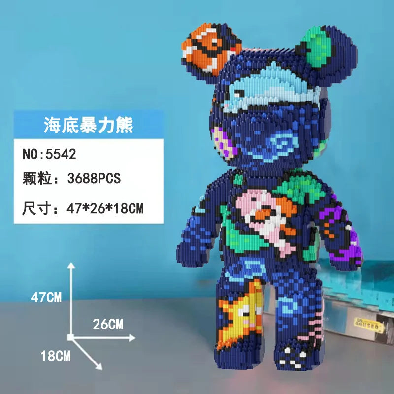 Blocs de construction type Bearbrick – Figurine Teddy Géante en Briques Design