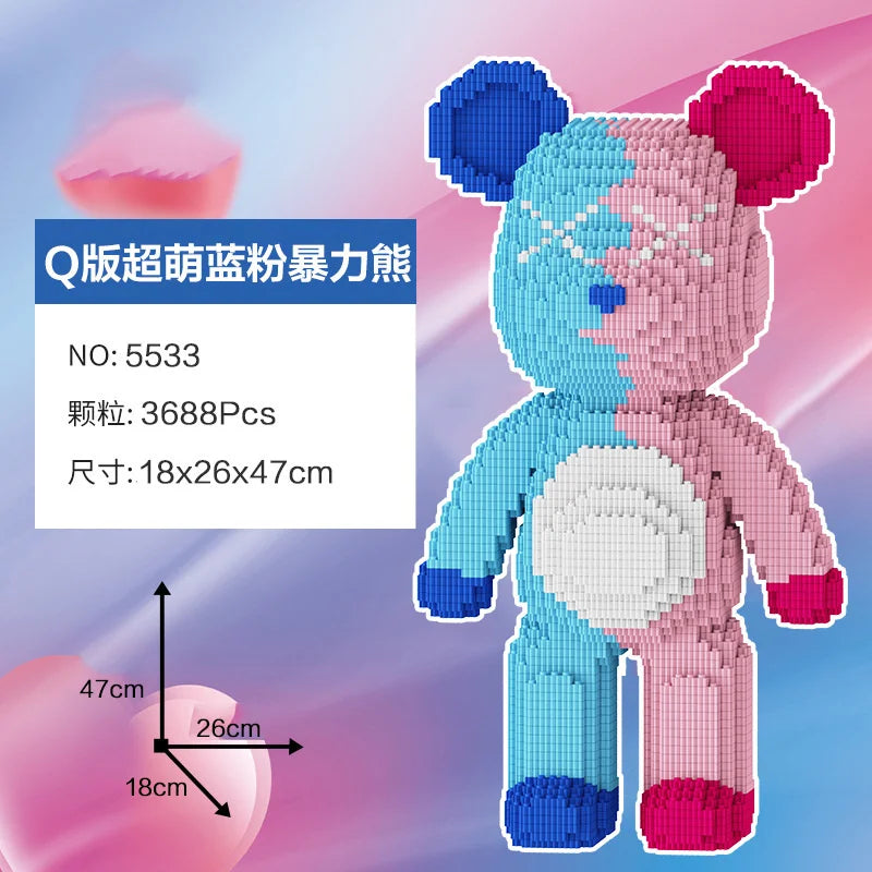Blocs de construction type Bearbrick – Figurine Teddy Géante en Briques Design