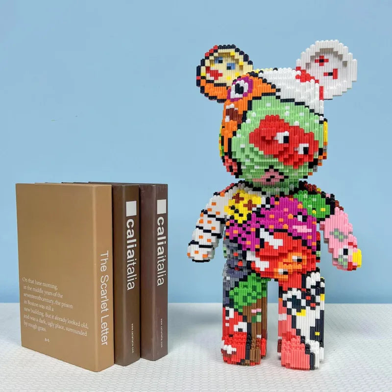 Blocs de construction type Bearbrick – Figurine Teddy Géante en Briques Design