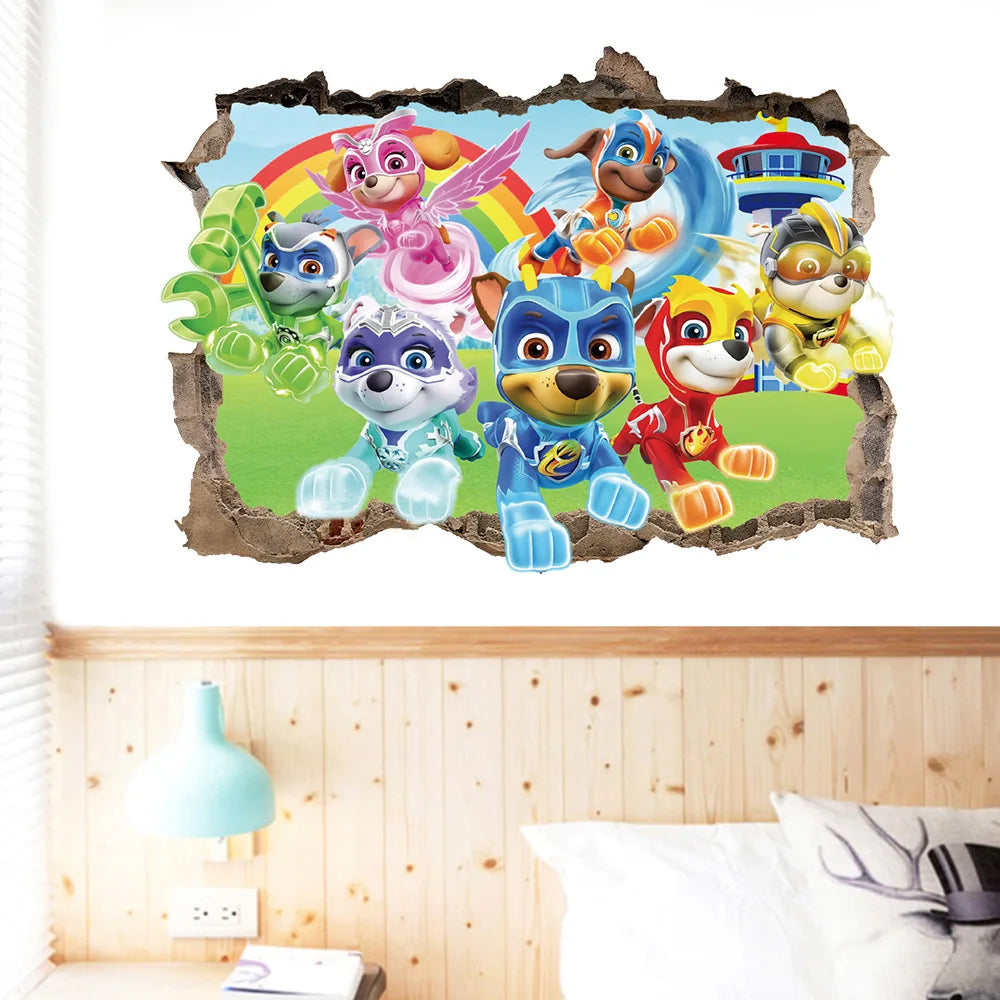 Autocollants Muraux Paw Patrol pour la Décoration de la Maison, Adhésifs Mignons, Anime Skye Chase, Graffiti Décoré, Cadeaux d'Anniversaire pour Garçon et Fille