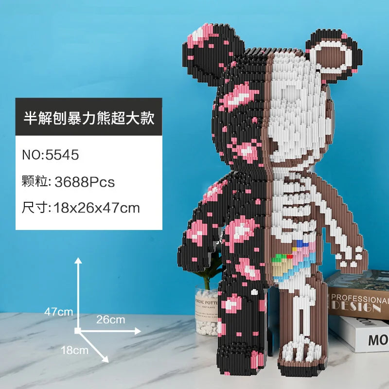 Blocs de construction type Bearbrick – Figurine Teddy Géante en Briques Design