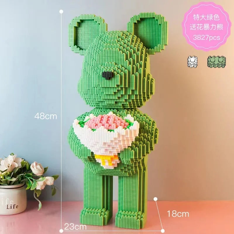Blocs de construction type Bearbrick – Figurine Teddy Géante en Briques Design