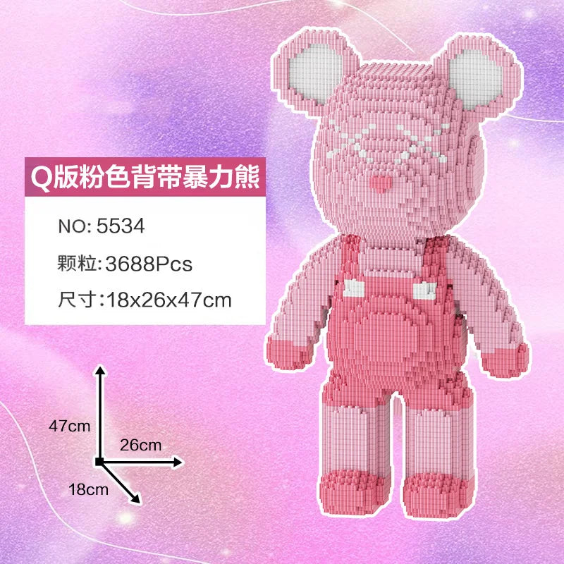 Blocs de construction type Bearbrick – Figurine Teddy Géante en Briques Design