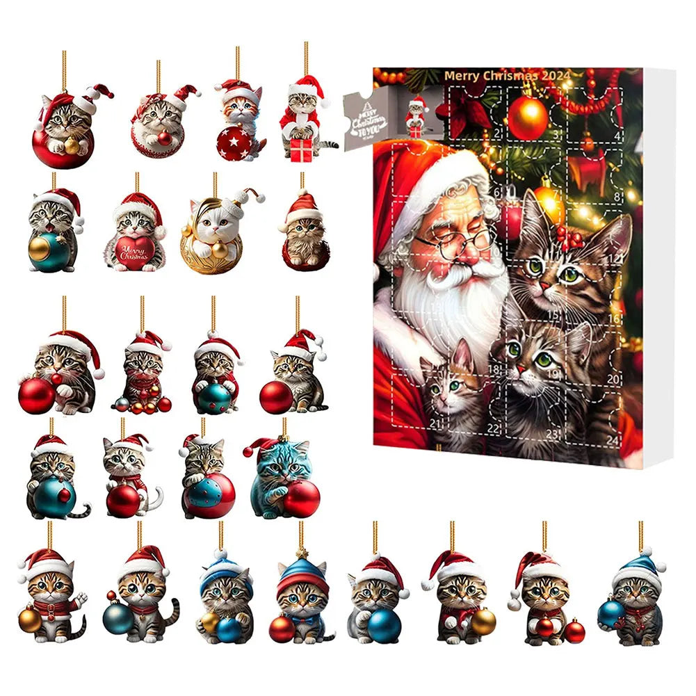 Calendrier de l’Avent 2024 Teckels avec 24 Figurines Chiens en Acrylique
