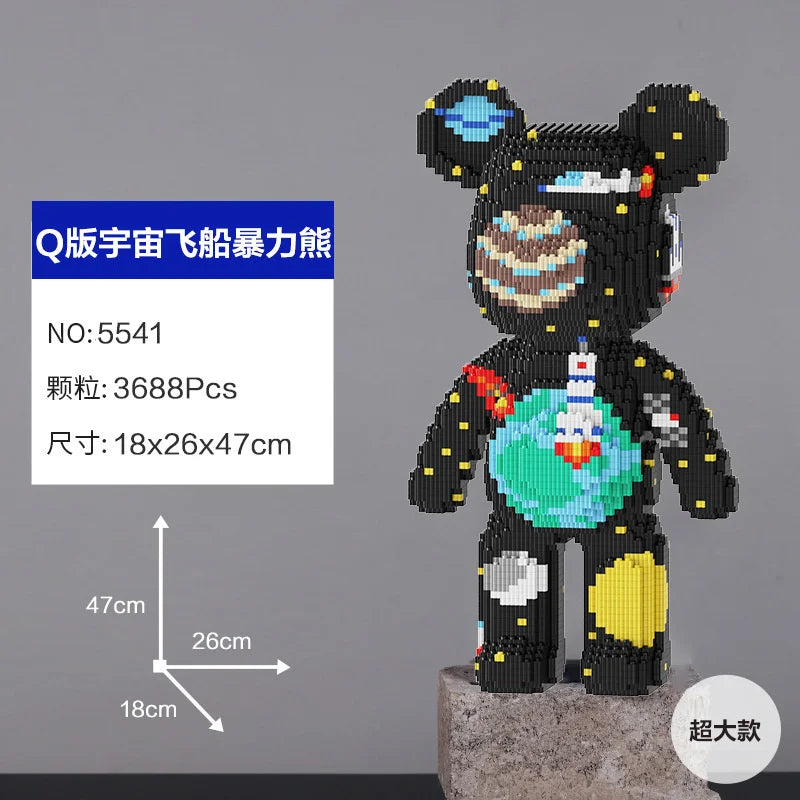Blocs de construction type Bearbrick – Figurine Teddy Géante en Briques Design
