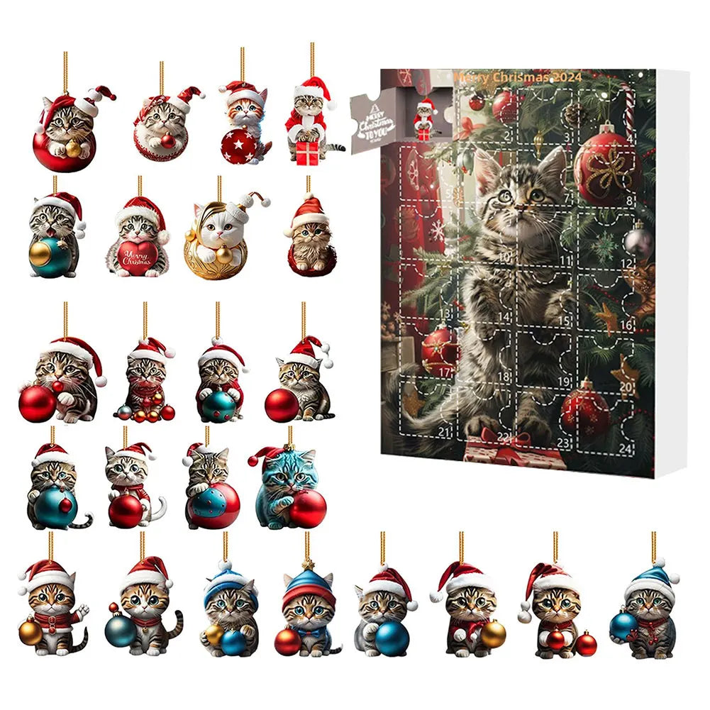 Calendrier de l’Avent 2024 Teckels avec 24 Figurines Chiens en Acrylique