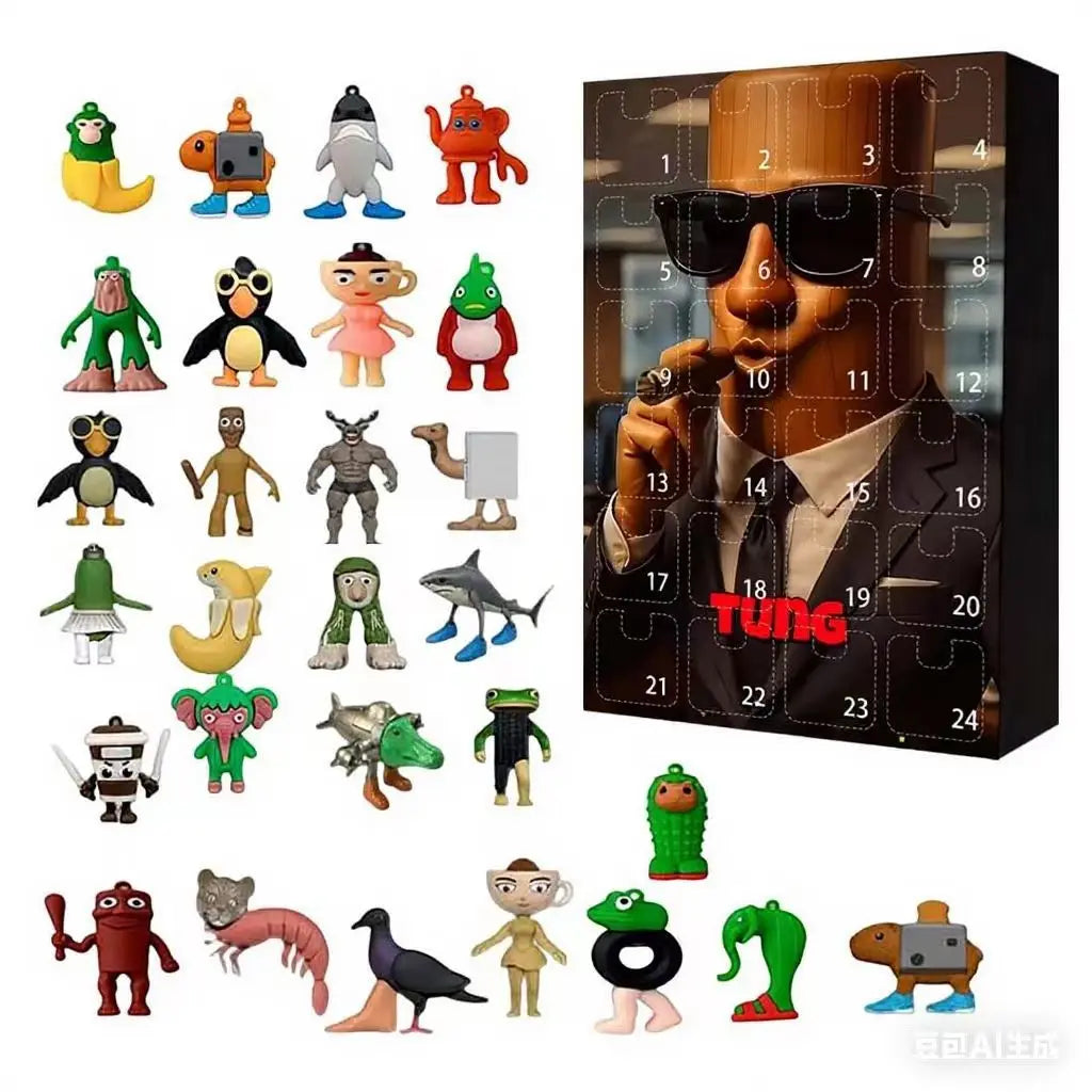 Italian Brainrot Calendrier de l’Avent 24 Figurines PVC Noël Tralala