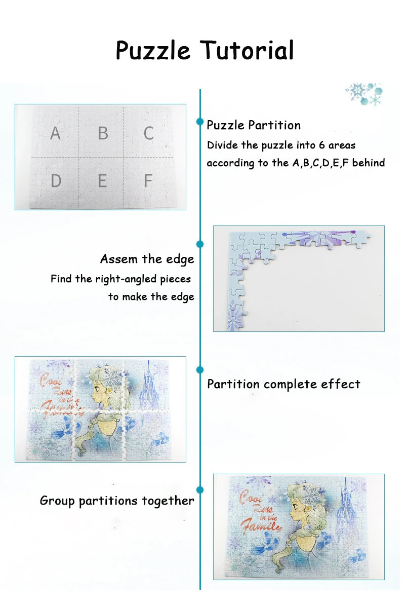 Puzzles en bois avec personnage d'animation Disney, 300/500/1000 pièces, Mickey Mouse, princesse Disney, jouets d'intelligence pour enfants