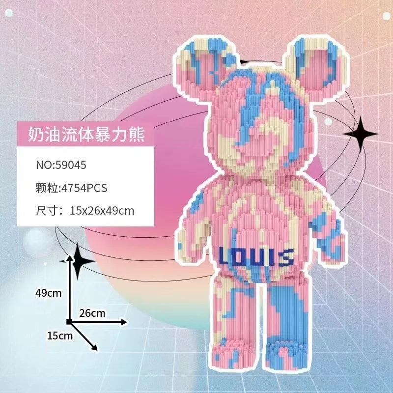 Blocs de construction type Bearbrick – Figurine Teddy Géante en Briques Design