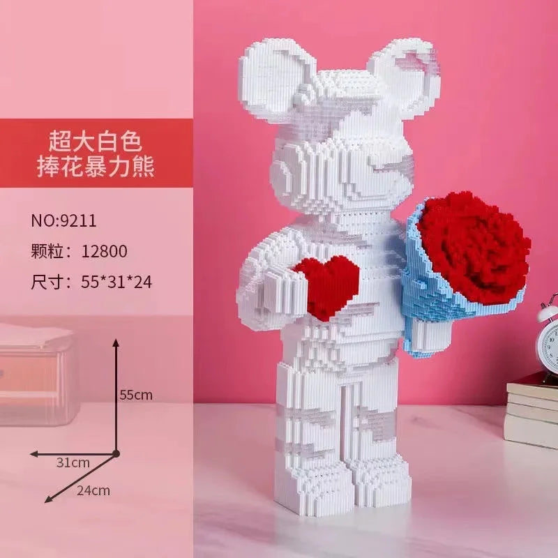 Blocs de construction type Bearbrick – Figurine Teddy Géante en Briques Design