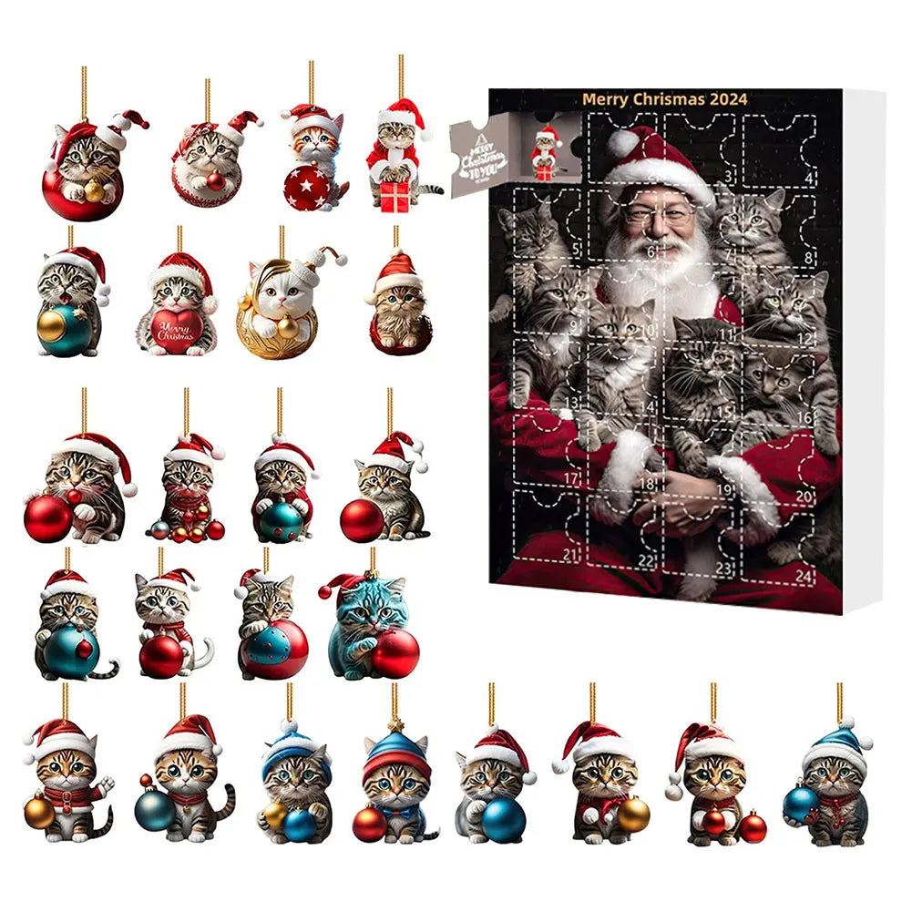 Calendrier de l’Avent 2024 Teckels avec 24 Figurines Chiens en Acrylique