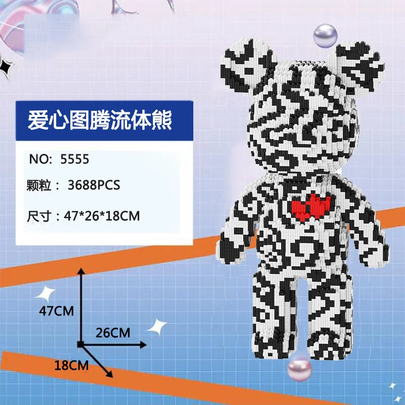 Blocs de construction type Bearbrick – Figurine Teddy Géante en Briques Design