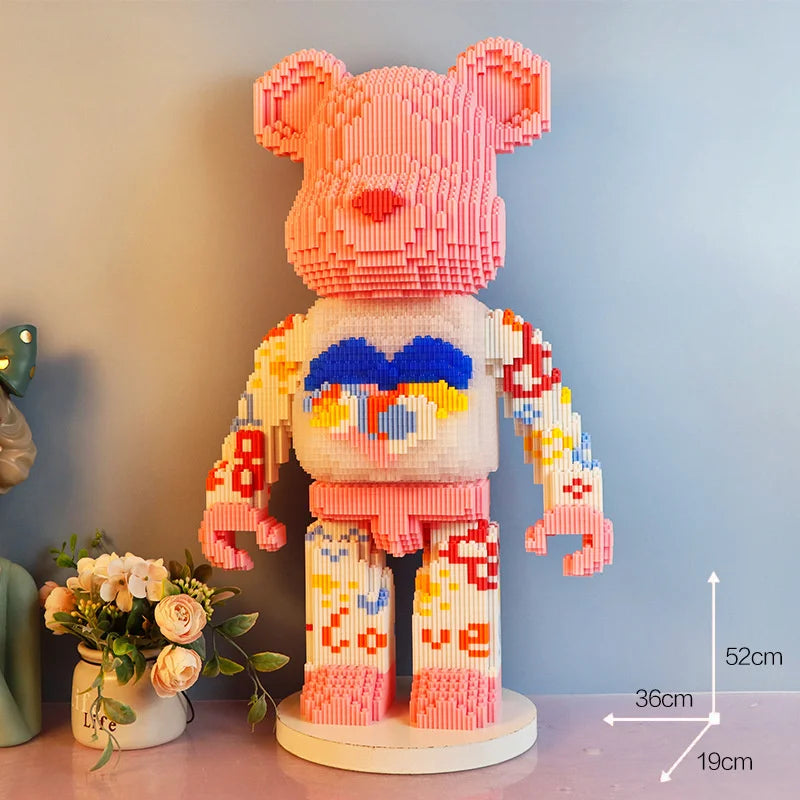 Blocs de construction type Bearbrick – Figurine Teddy Géante en Briques Design