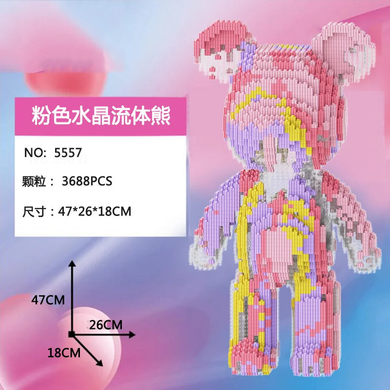 Blocs de construction type Bearbrick – Figurine Teddy Géante en Briques Design