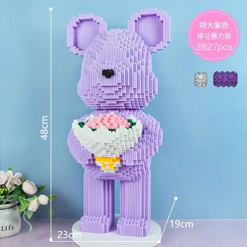 Blocs de construction type Bearbrick – Figurine Teddy Géante en Briques Design