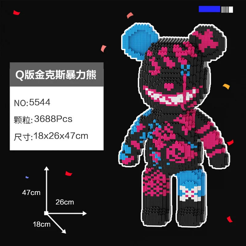 Blocs de construction type Bearbrick – Figurine Teddy Géante en Briques Design