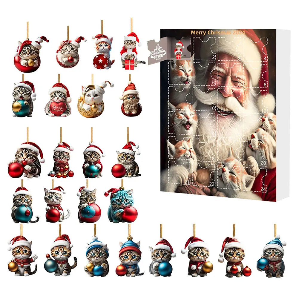 Calendrier de l’Avent 2024 Teckels avec 24 Figurines Chiens en Acrylique