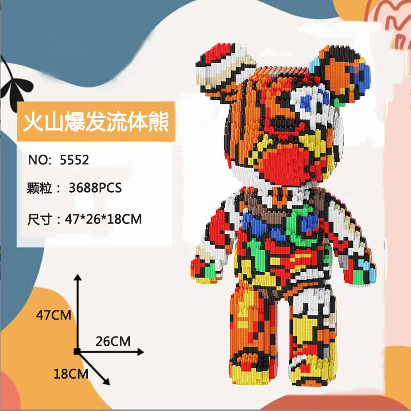 Blocs de construction type Bearbrick – Figurine Teddy Géante en Briques Design