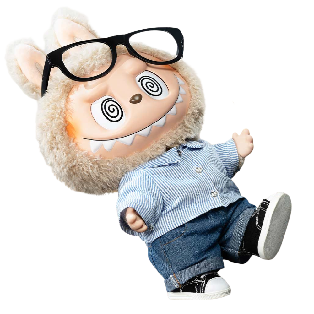 POP MART Labubu Flip With Me – Figurine Vinyle 40 cm avec Vêtements & Lunettes