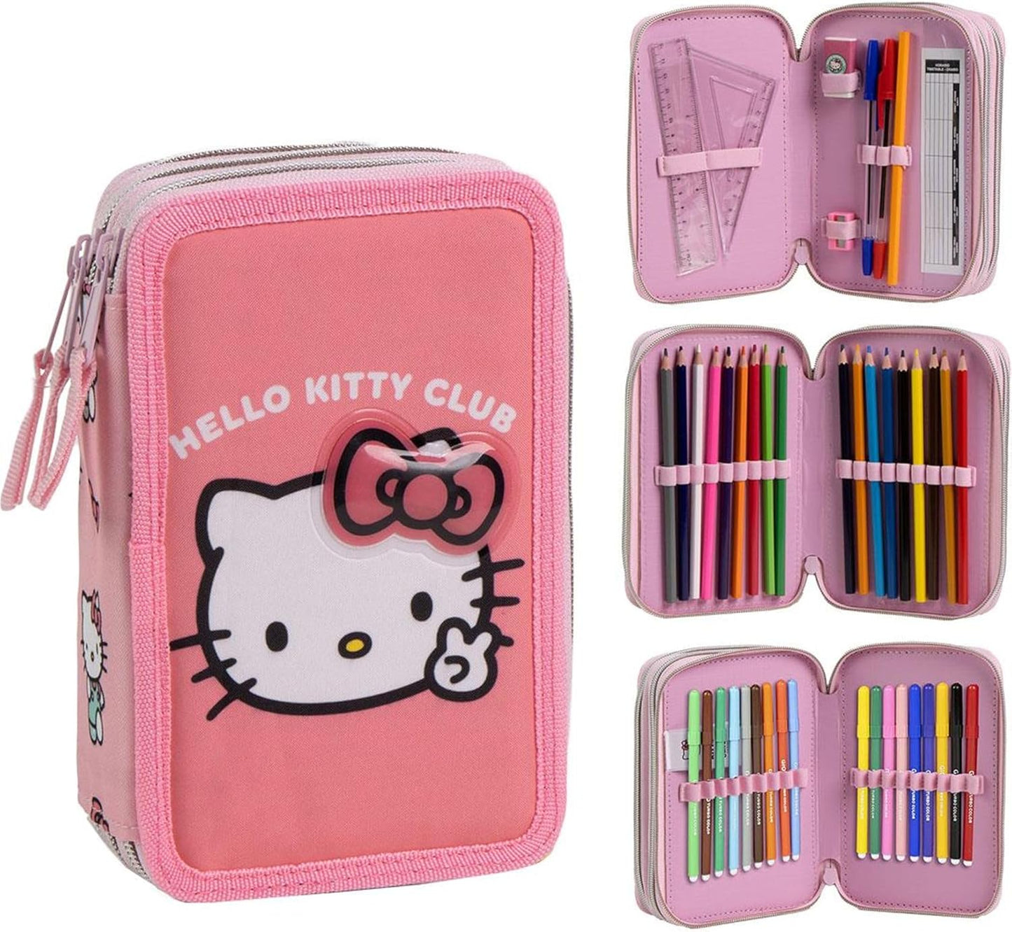 Giotto Hello Kitty – Trousse Scolaire 3 Compartiments avec Accessoires